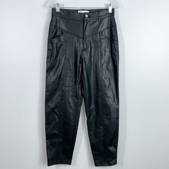 Zara faux leather high waisted corsy pants size 4 - Picture 2 of 11